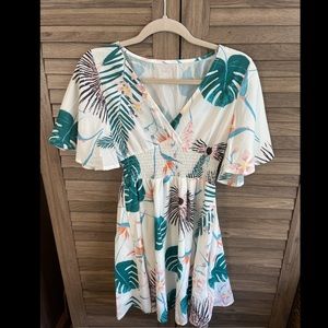 White tropical dress